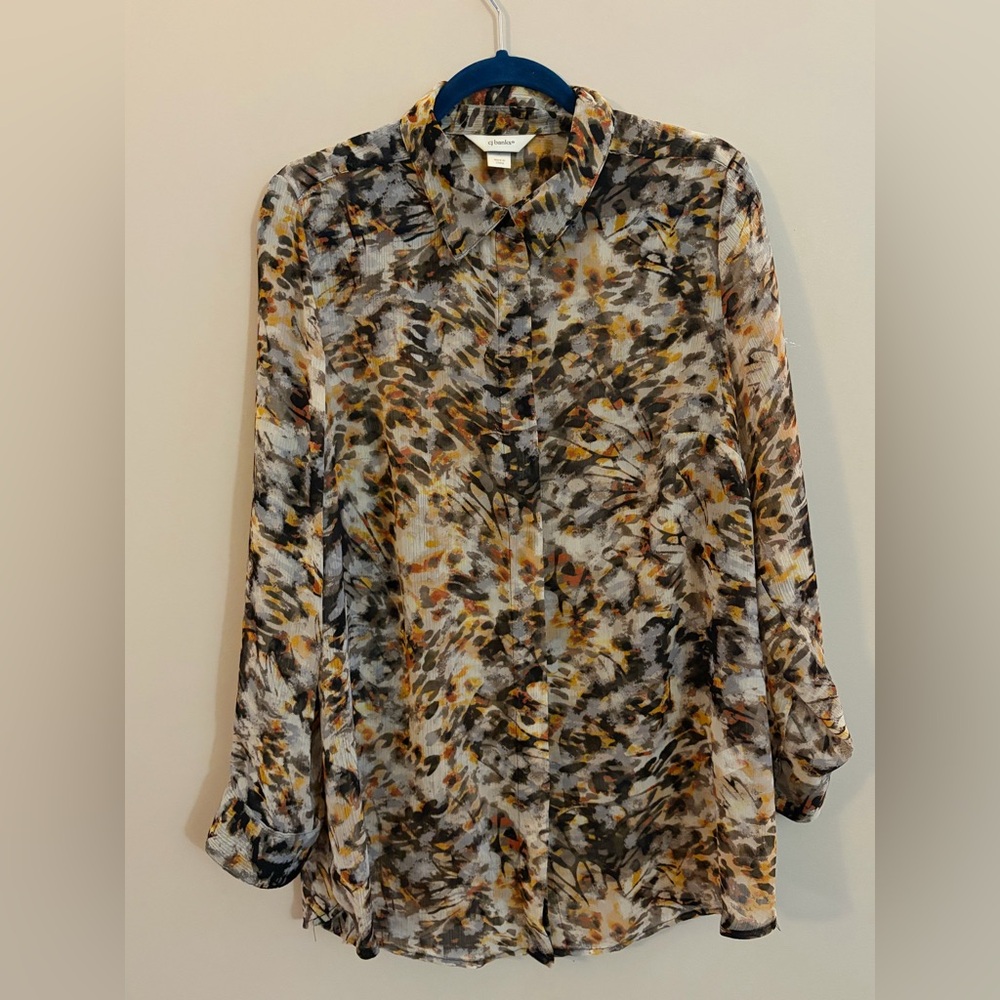 CJ Banks Christopher Banks Multicolor Pattern Long Sleeve Boho Blouse Top Shirt